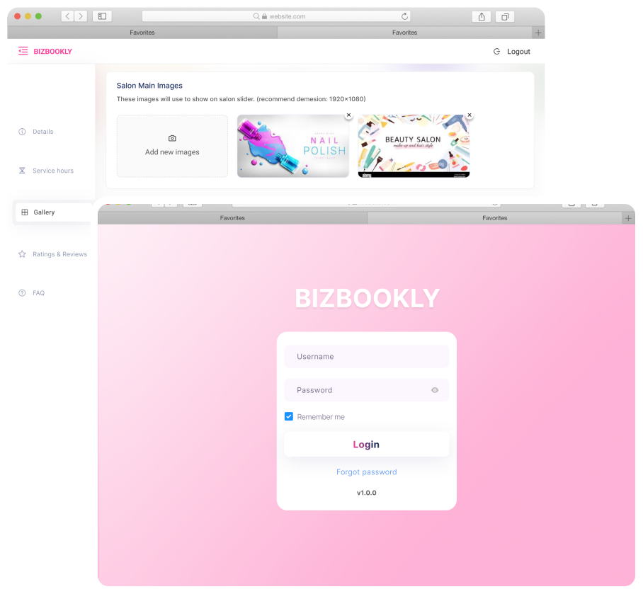 BIZBOOKLY –  Merchant website